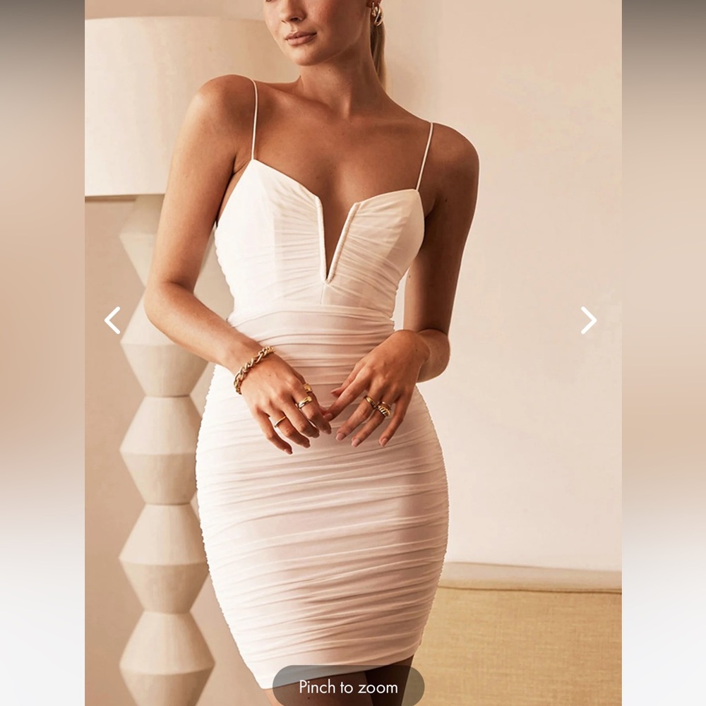 White rouched dress